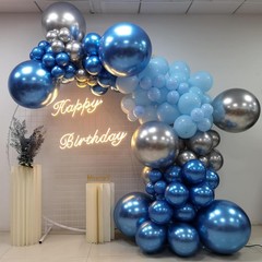 Metallic Blue and Silver Balloons, 60 Pcs, 12 Inch Baby Shower Wedding Decor