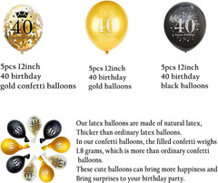 40Th Birthday Balloons Gold and Black Party Decorations 15 Pack 12 Inch Latex an