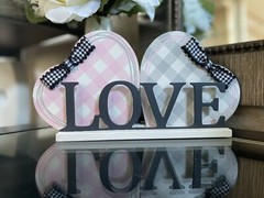 Love & Home Table Décor – Buffalo Check Reversible Hearts – Hand Crafted