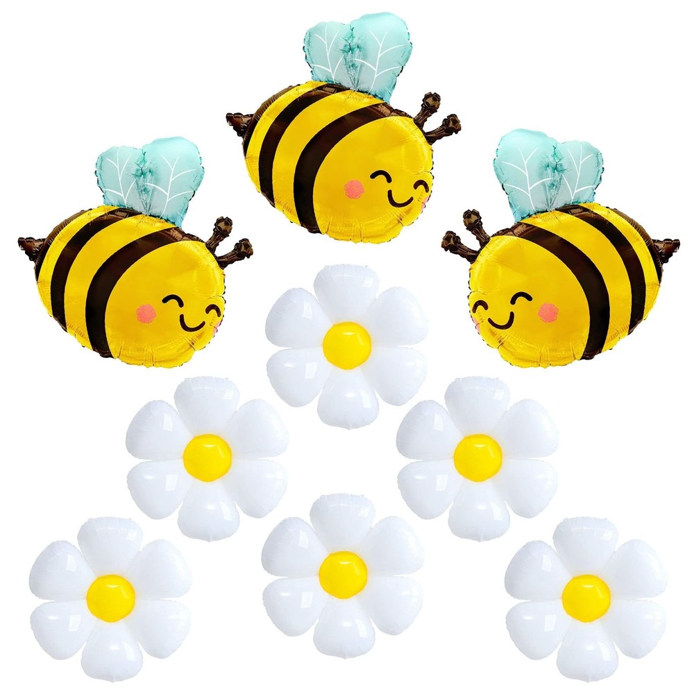 3pcs Bee Balloon 6Pcs Daisy Flower foil Balloons Bumble Bee foil Balloon for …