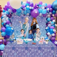 2 Pack Snowflake Tablecloths, 87×51» Plastic Blue Purple Snowflake Table Cover