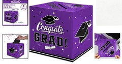 Foldable 9-Inch Graduation Box – Exquisite Purple Card Holder for Celebrations