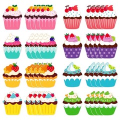 40 PCS Colorful Cupcake Paper Cutouts Name Tags Birthday Classroom Decor