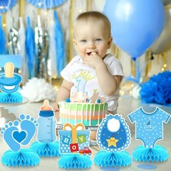 Blue Baby Shower Decorations – 10 Pcs Honeycomb Centerpieces Table Decor for Boy