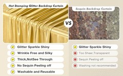 10x10FT Gold Sequin Backdrop Curtain for Party – 2 Panels 5x10FT Wrinkle-Shimmer