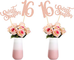 12 Pack Sweet 16 Party Centerpiece Gold Awesome since Pink Sweet 16 Tabletop Dec