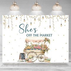 Floral Bridal Shower Backdrop – She’s Off the Market 7×5 Ft Photography Decor