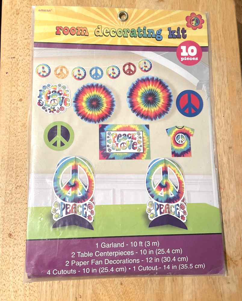 10 Piece Party Room Decorating Kit Peace Signs by Amscan Tie Dye Decorations