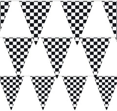 Banderines Triangulares 100Ft Para Decoracion De Fiestas, En Blanco Y Negro NEW.