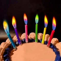 Colorflame Multicolor Birthday Cake Candles Happy 12pcs, Colorful