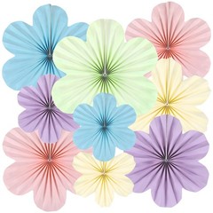 9PCS Pastel Paper Flowers Decorations Pastel Paper Fans Floral Backdrop Decor…