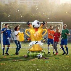 Giant Soccer Trophy Balloon Set – Self Standing Soccer Mylar Balloons for Soc…