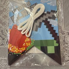 Minecraft Creeper Pixel Birthday Party Banner w/ String, Multicolor Plastic