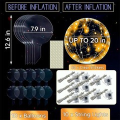 10Pcs 20″ LED Light Up Balloons with String Light for Indoor Outdoor Decor Clear