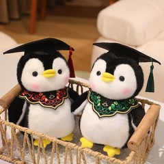 Graduation Penguin Plush Toy Stuffed Animal with Cap and Sash for Grad Gift