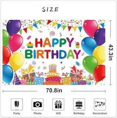 Happy Birthday Backdrop Banner Colorful Happy Birthday Party 6×3.6ft