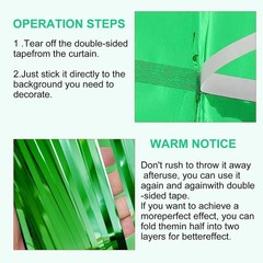 2 Pack Green Metallic Tinsel Curtains 3.28×6.56′ Shimmering Party Backdrop Do…