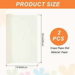 2 PCS 7.9ft x 20 Inch Wide Milk White Crepe Paper Roll Streamers Party Decor