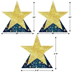 Beistle 3 Piece Assorted Sizes Cardboard Starry Night Star Stand-Ups, Prom…