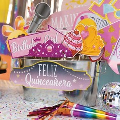 Quinceanera Photo Booth Props – 41-pc Photobooth Kit with 8 x 10-Inch Sign, 6…