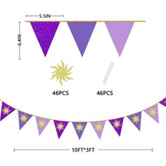 30Ft Purple Sun Party Decorations Purple Pennant Banner Flag Hanging Paper Tr…