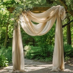 Wedding Arch Draping Fabric 2 Panels 28.7″ x 20FT Champagne Drapes Sheer Fabric