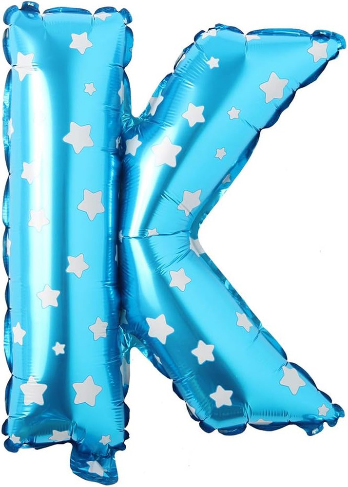 16″ Inch Single Blue with Star Alphabet Letter Number Balloons Aluminum Hanging