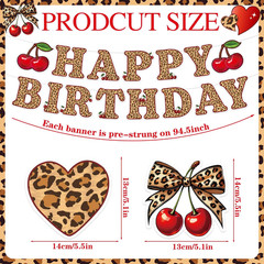 Cheetah Cherry Birthday Party Set – 16 Pcs Leopard Print Decor for Girls