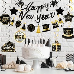 New Year Party Decorations 2026 New Years Eve Decorations Kit Black Gold Nye Dec