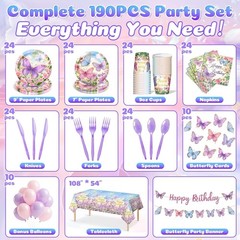 Floral Butterflies Disposable Birthday Tableware (Plates, Cups, Napkins, ETC)