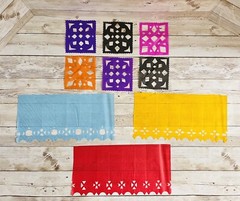 Mexican Papel Picado 6 (3×3) In & 3 (9×5) Inches 9 Pieces 2 Tamaños