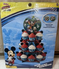 Mickey Mouse Roadster Cupcake Stand, 24 Holders, 24 Picks Birthday Party READ
