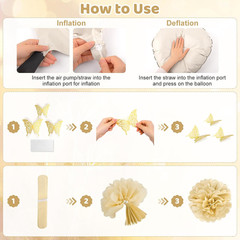 White Gold Birthday Party Decorations Kit for Women Girls, Happy Birthday Banner