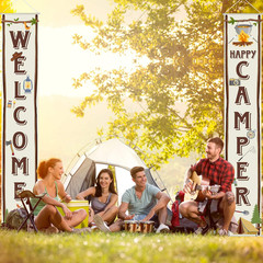 Camping Themed Party Decorations, Camping Party Banner Welcome Porch Sign for…