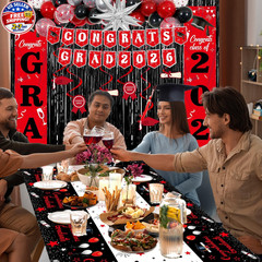 Graduation Decorations 2026, Red and Black Grad Decorations Class of 2026, Gradu