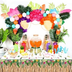 4 Pack Luau Grass Tablecloths Hawaii Luau Table Skirt Party Decorations