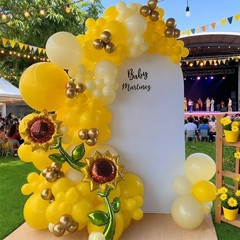 Sunflower Balloon Garland Arch Kit 140PCS – Lemon Yellow, Maca Yellow, Metall…