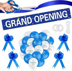 Grand Opening Ribbon Cutting Kit Banner Balloons Scissors Bows Decorations fo…