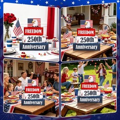 4 Pcs 250th Anniversary Freedom Patriotic Wooden Tiered Tray Decor, 4th of Ju…