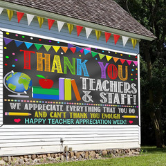 Thank You Teachers Teacher Appreciation Week Backdrop Banner Decorations, Teache