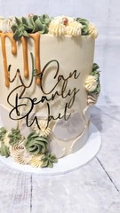 Acrylic We Can Bearly Wait Cake Topper Gold Bear Decor Baby Shower Reveal Prop