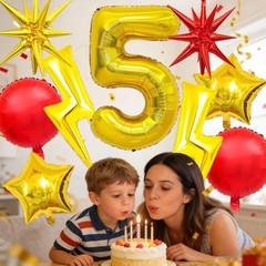 Cartoon Decorations 40 Inch Gold Number 5 Balloon Gold Star Balloons Lightnin…