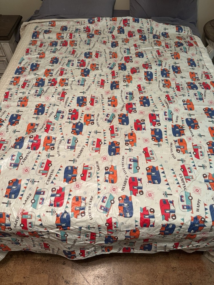 2- Retro Camping RV Tablecloths, Flannel Back