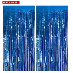 Elegant 2-Pack Tinsel Curtains: Perfect Blue Party Decor for Celebrations
