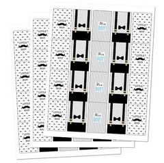 60 Little Man Mini Candy Bar Wrapper, Its a Boy Baby Shower Miniatures Candy Bar