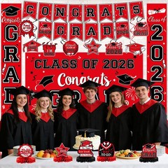 Class of 2026 Graduation Party Decor Set Banner Backdrop Porch Sign Balloons