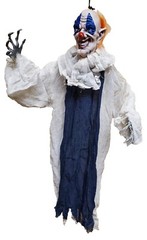 (2) Halloween Hanging Clowns Spooky Grim Reaper Skeleton Garden Decor 34″