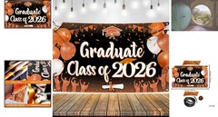 XtraLarge 72×44 Inch Orange Graduation Banner Class of 2026 – Vibrant Backdrop