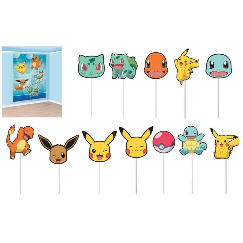 Pokemon Classic Scene Setter with Props 16pk Kids Pikachu Birthday Backdrops