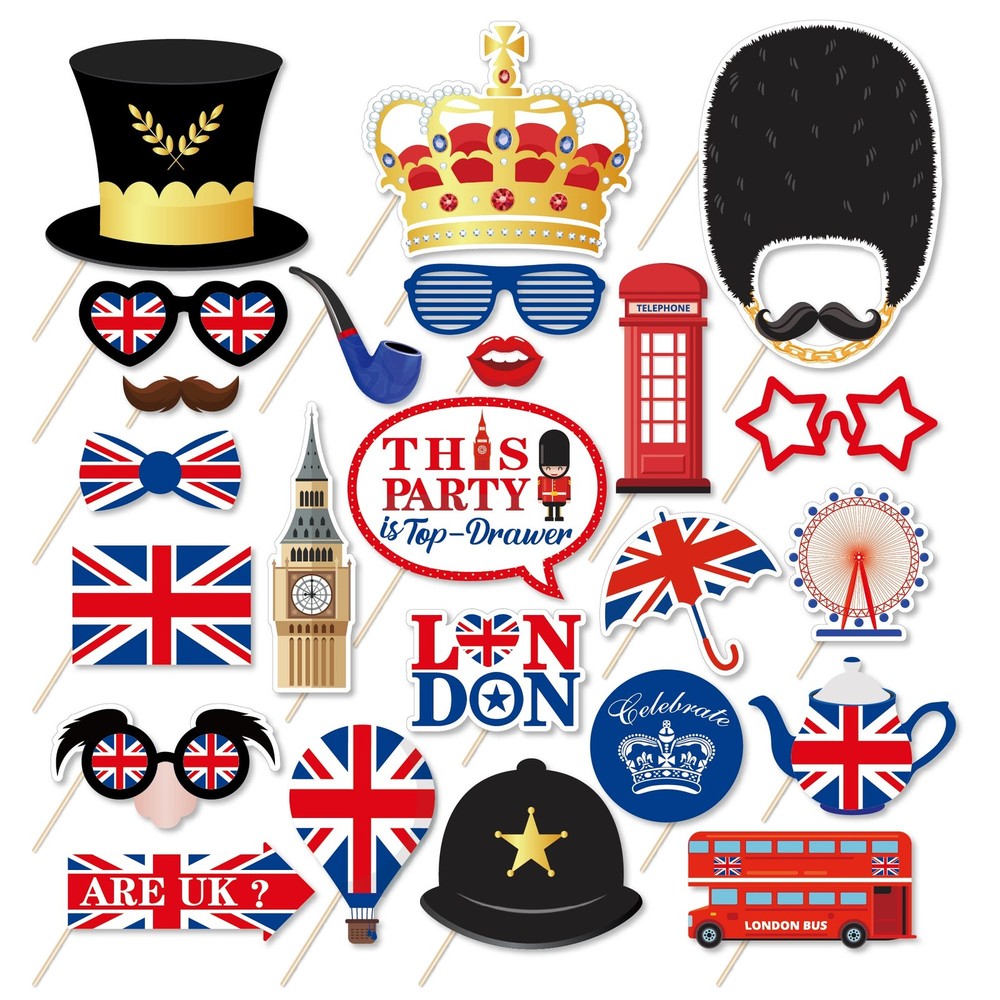 British Photo Booth Props UK England Selfie Props London National Day 25 PCS